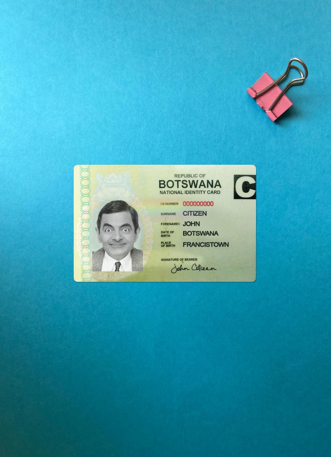 Realistic Botswana identity card photolook download for verification